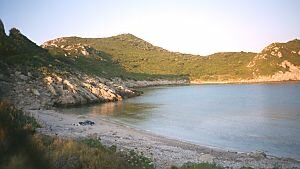 Beach and sheltered bay at Porto Timoni